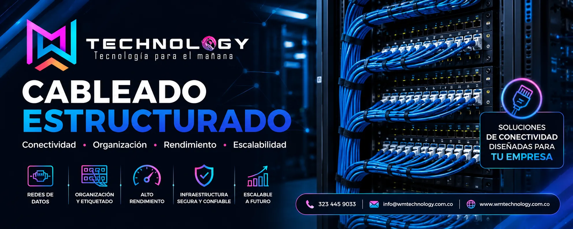 Cableado estructurado en Buenaventura - Redes de datos certificadas y racks organizados - WM Technology