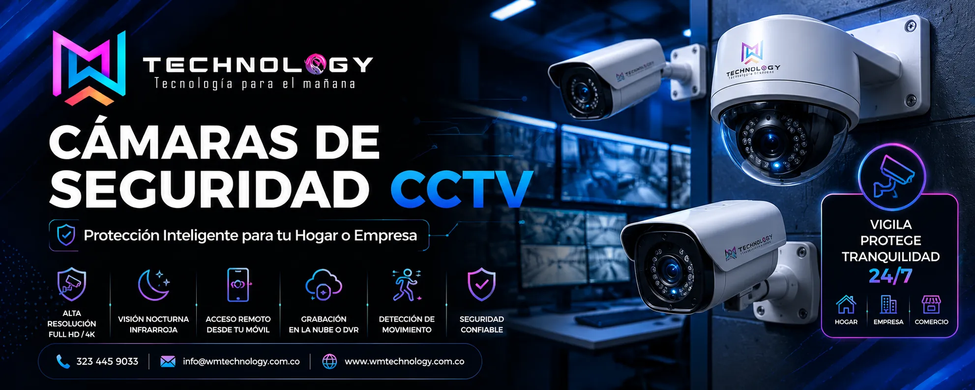 Cámaras de seguridad CCTV en Buenaventura - Alta resolución, visión nocturna y monitoreo remoto - WM Technology