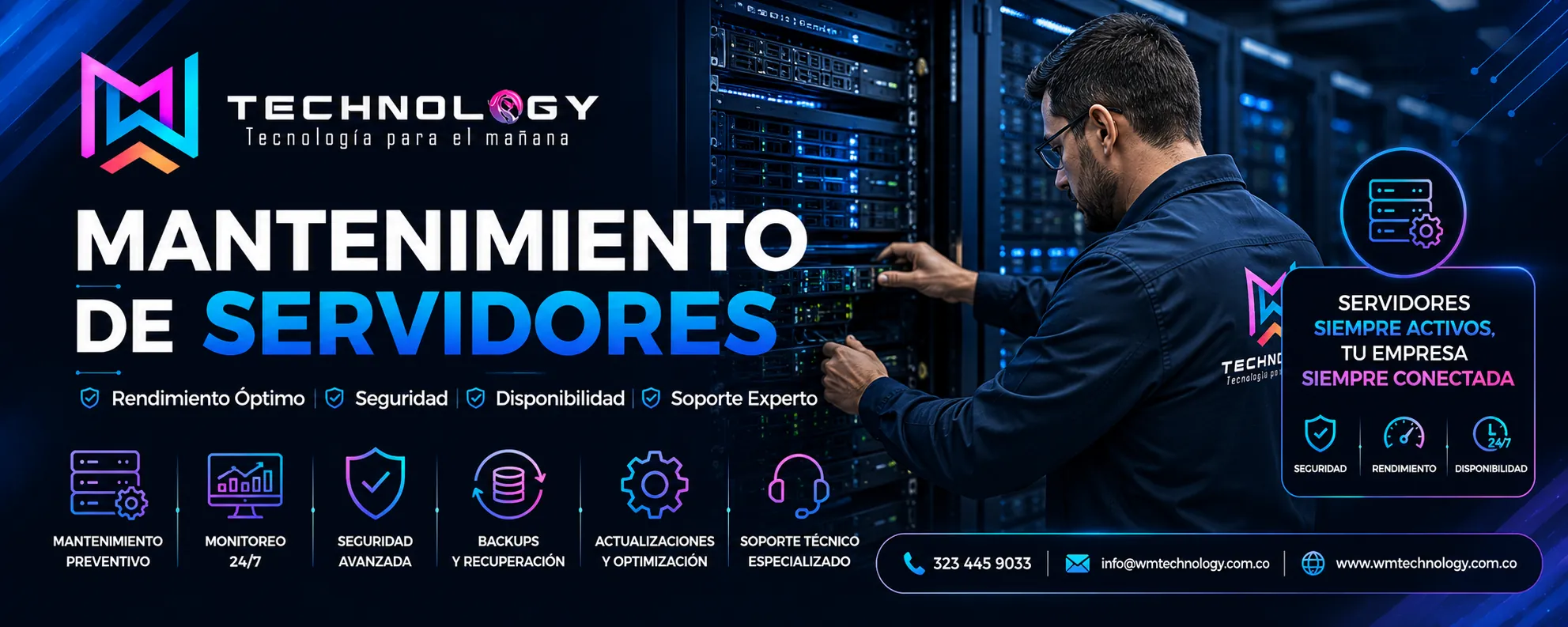 Mantenimiento de servidores en Buenaventura - Monitoreo 24/7, backups y soporte especializado - WM Technology